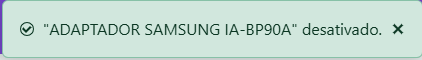 Notificação de artigo desativado